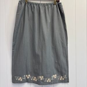 Handmade‎ Womens Trad Wife Homestead Floral Embroidered Skirt Size L Farmgirl